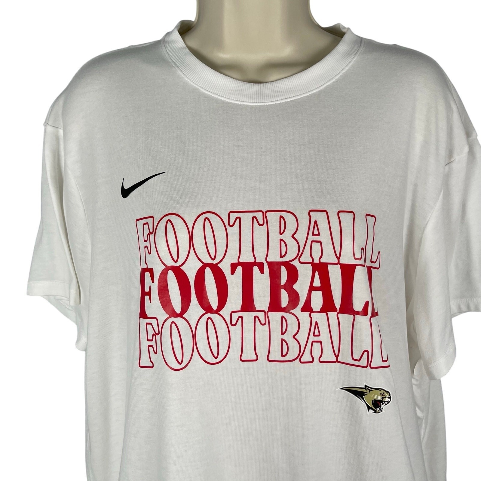 Cardinal Mooney Cougars Football T-Shirt Women Medium White Nike Dri Fit Relaxed